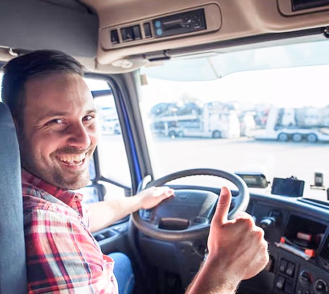 Owner-operator doing orientation from the cab of his truck